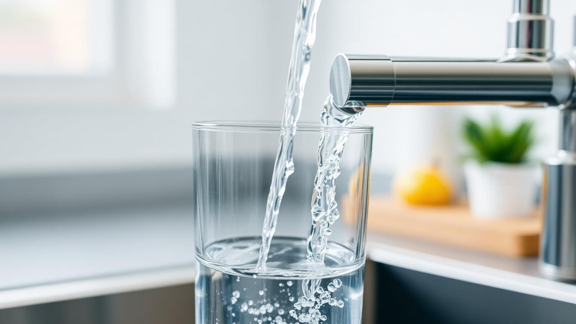Clean water poured at a New Mexico kitchen sink